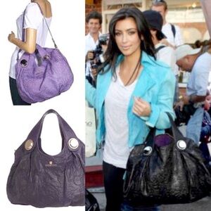GUSTTO Purple Leather Crossbody Shoulder Bag
